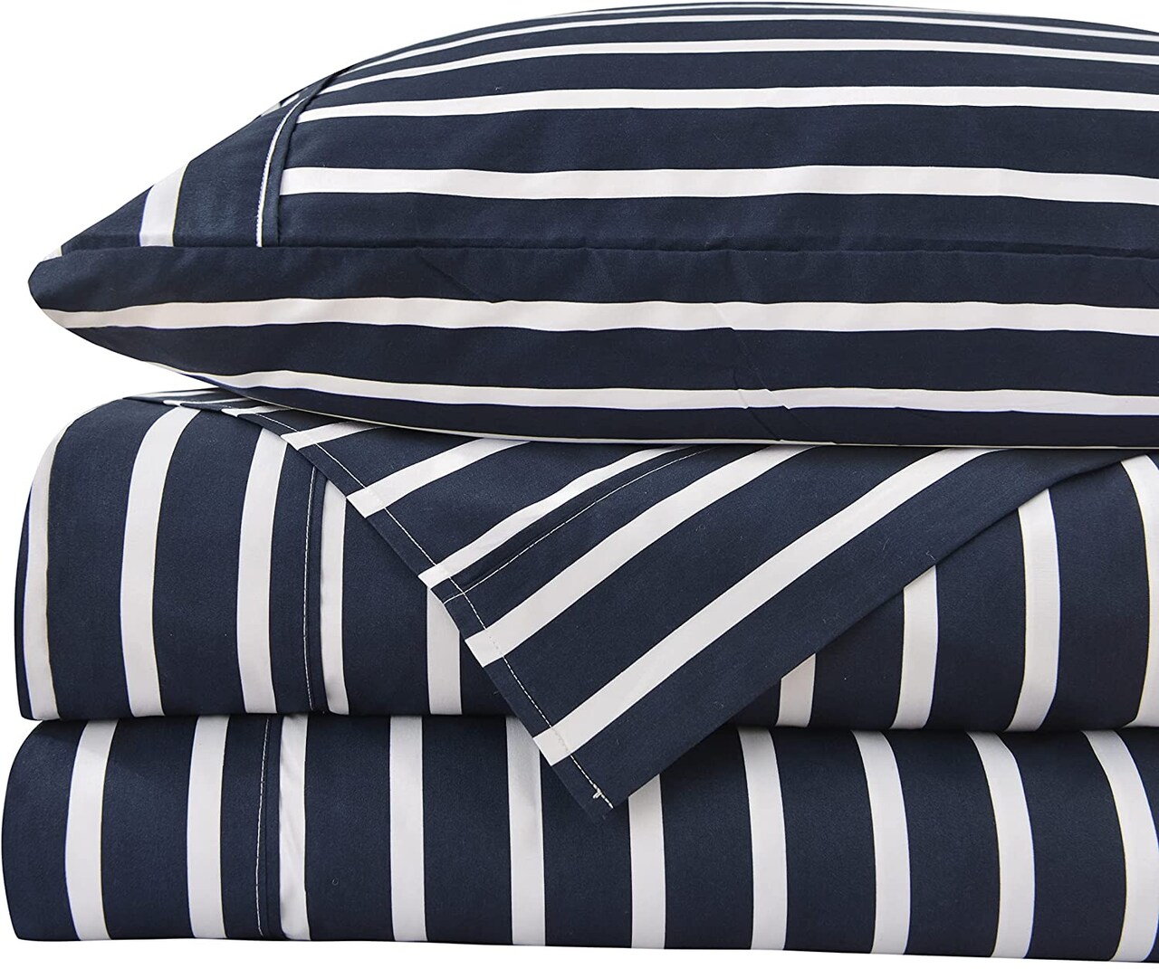 American Home Collection Striped Bedding Sheets & Pillowcases Set Brushed Microfiber Wrinkle Free Sheet Set